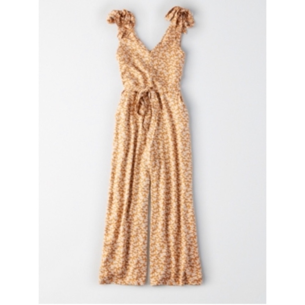 AE Tie Strap Jumpsuit - Gold/Yellow - Size L - NWT